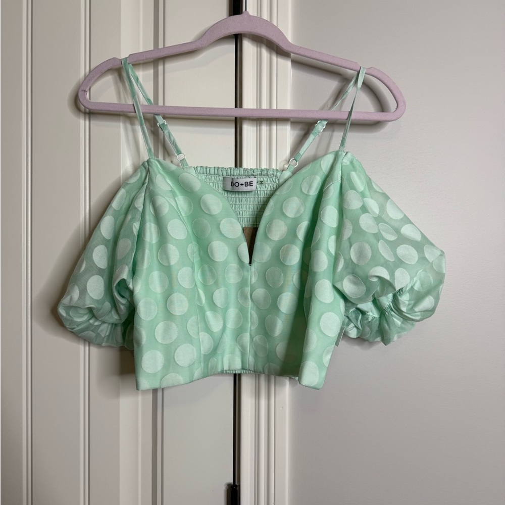 bebe Mint Green Polka Dot Crop Top